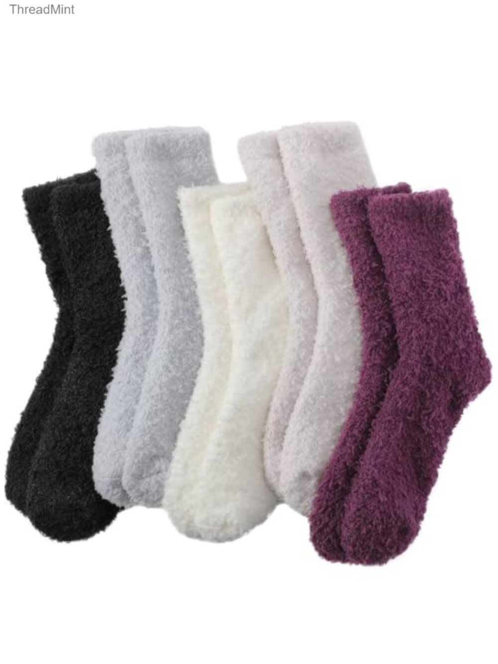 Fuzzy Socks for Women 5 Pairs Winter Fluffy Cozy Crew Slipper